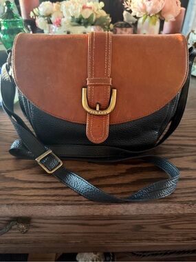 Vintage Picard Bag- Two-Tone Brown & Black Leather Crossbody Bag